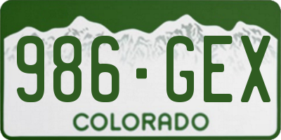 CO license plate 986GEX