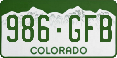CO license plate 986GFB