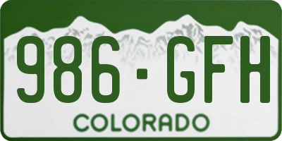 CO license plate 986GFH