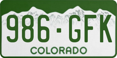 CO license plate 986GFK