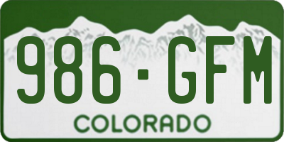 CO license plate 986GFM