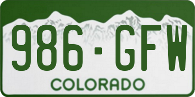 CO license plate 986GFW