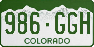 CO license plate 986GGH