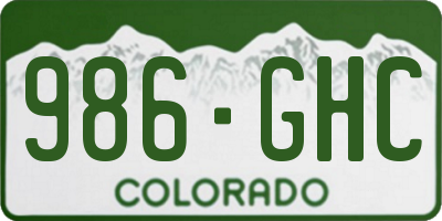 CO license plate 986GHC