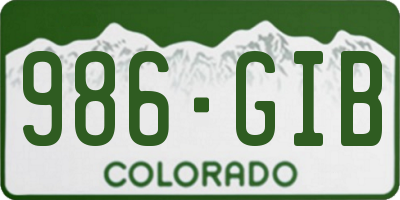 CO license plate 986GIB