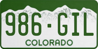 CO license plate 986GIL
