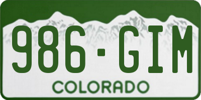 CO license plate 986GIM