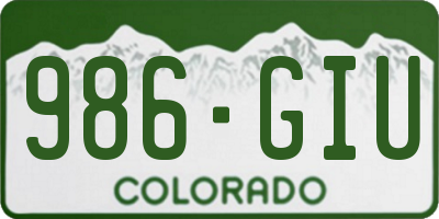 CO license plate 986GIU