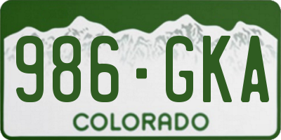CO license plate 986GKA