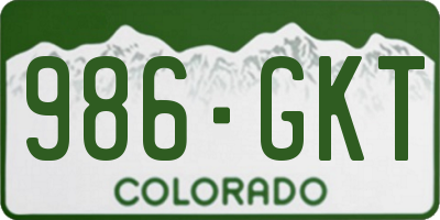 CO license plate 986GKT