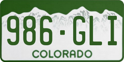 CO license plate 986GLI