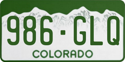 CO license plate 986GLQ