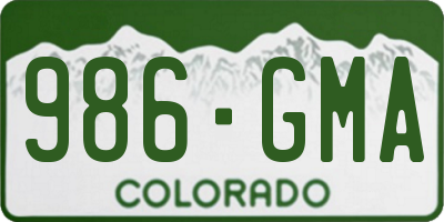 CO license plate 986GMA