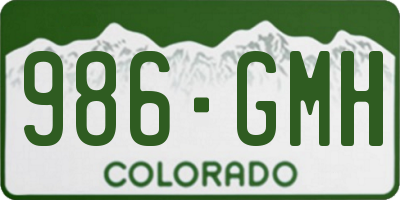 CO license plate 986GMH