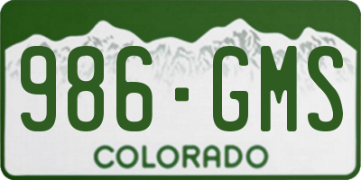 CO license plate 986GMS