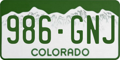 CO license plate 986GNJ