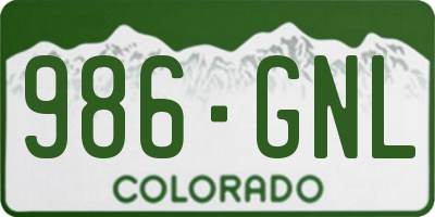 CO license plate 986GNL