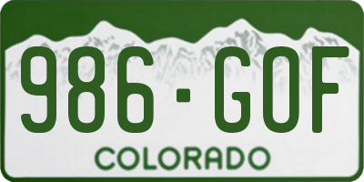 CO license plate 986GOF