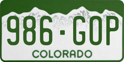 CO license plate 986GOP