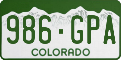 CO license plate 986GPA