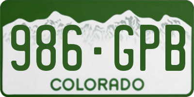CO license plate 986GPB