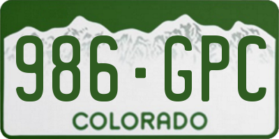 CO license plate 986GPC