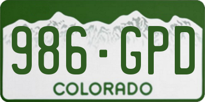 CO license plate 986GPD