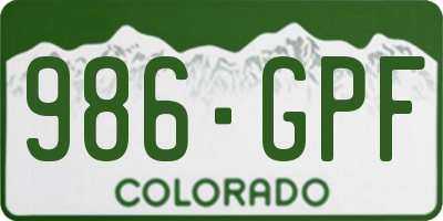 CO license plate 986GPF