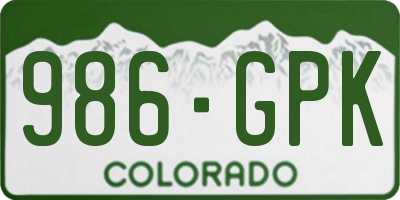 CO license plate 986GPK