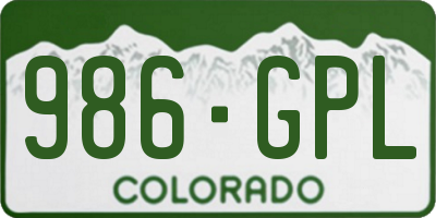 CO license plate 986GPL