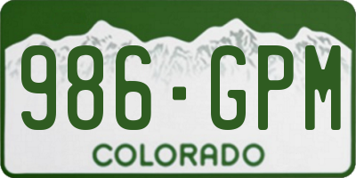 CO license plate 986GPM
