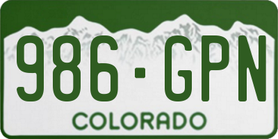 CO license plate 986GPN