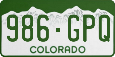 CO license plate 986GPQ