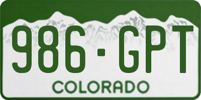 CO license plate 986GPT