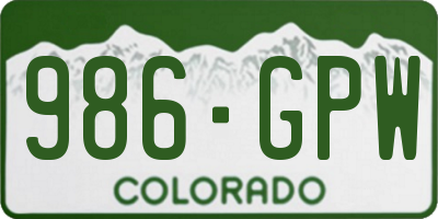 CO license plate 986GPW