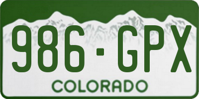 CO license plate 986GPX
