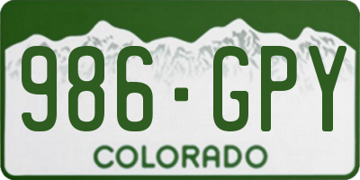 CO license plate 986GPY