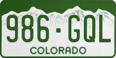 CO license plate 986GQL