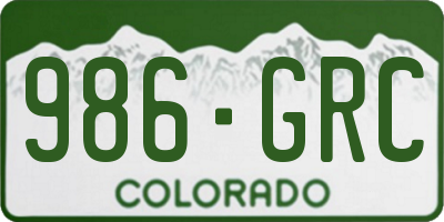 CO license plate 986GRC