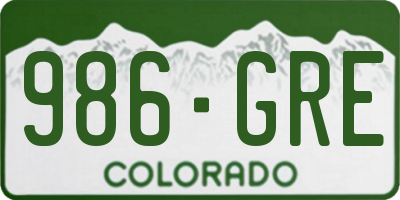 CO license plate 986GRE