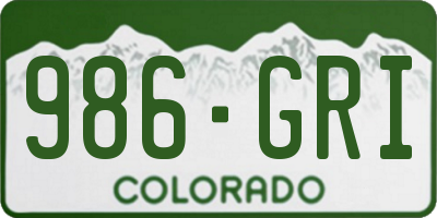CO license plate 986GRI