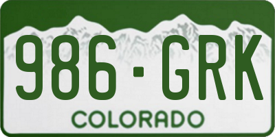 CO license plate 986GRK