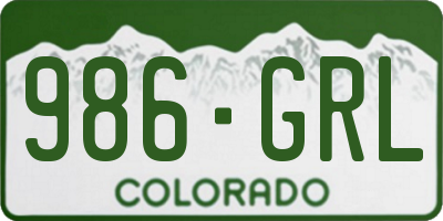 CO license plate 986GRL