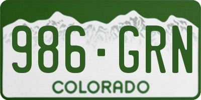 CO license plate 986GRN