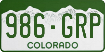 CO license plate 986GRP