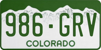 CO license plate 986GRV