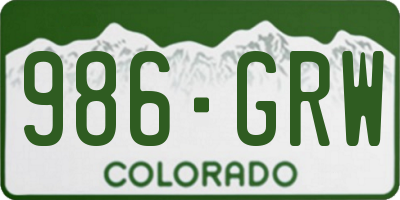CO license plate 986GRW