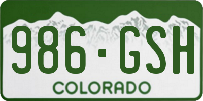 CO license plate 986GSH