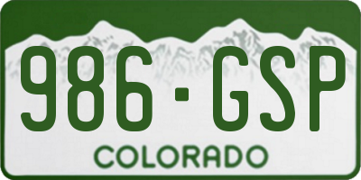 CO license plate 986GSP
