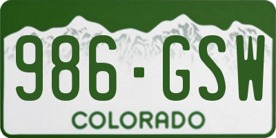 CO license plate 986GSW